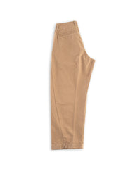 Hansen Bobby Wide Pleated Trousers - Beige Brushed Cotton Drill - Standard & Strange