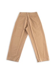 Hansen Bobby Wide Pleated Trousers - Beige Brushed Cotton Drill - Standard & Strange