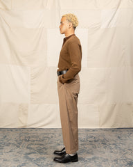 Hansen Bobby Wide Pleated Trousers - Beige Brushed Cotton Drill - Standard & Strange