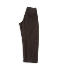 Hansen Bobby Wide Pleated Trousers - Black Brushed Cotton Drill - Standard & Strange