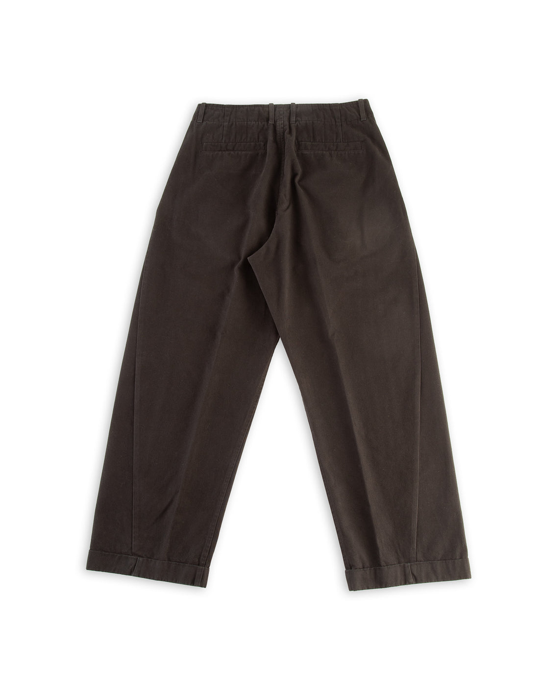 Hansen Bobby Wide Pleated Trousers - Black Brushed Cotton Drill - Standard & Strange