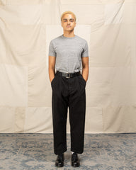 Hansen Bobby Wide Pleated Trousers - Black Moleskin - Standard & Strange