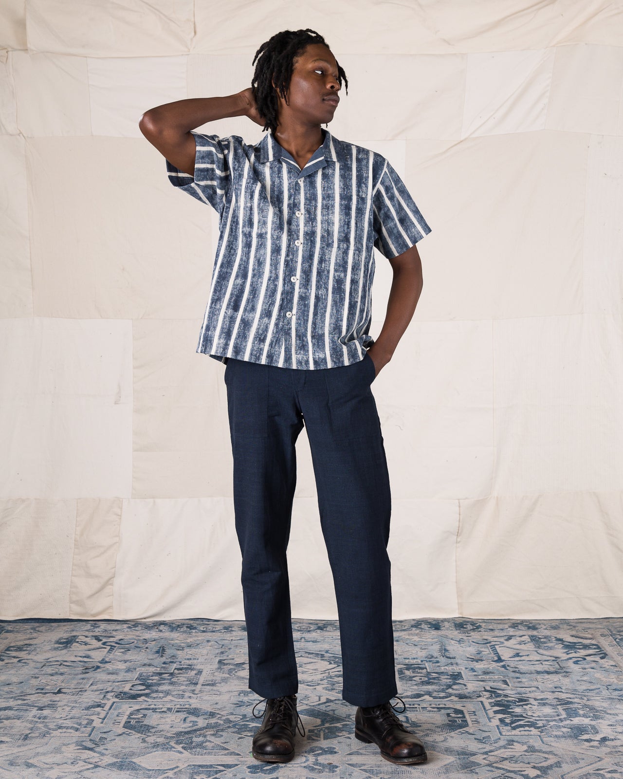 Indi + Ash Lake Camp Shirt Jac - Reversible Indigo Bold Stripe - Standard & Strange