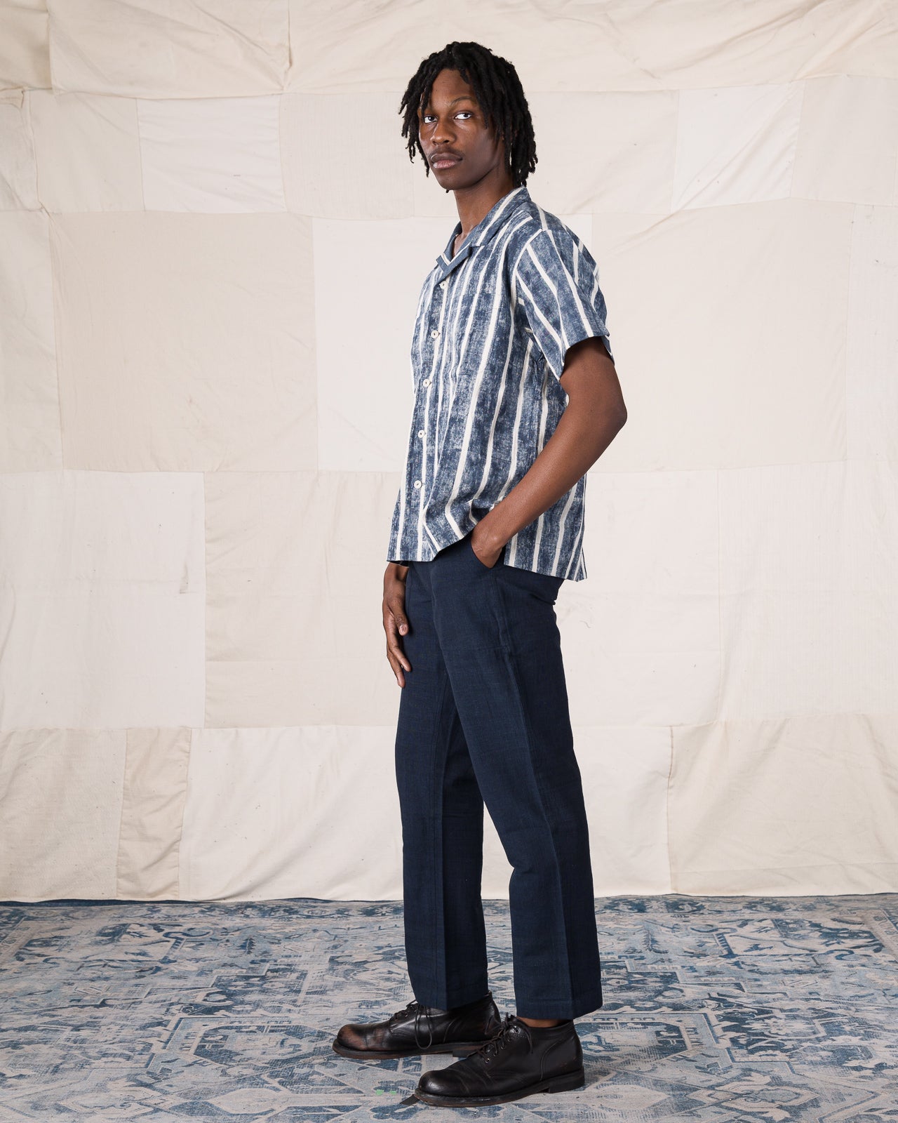 Indi + Ash Lake Camp Shirt Jac - Reversible Indigo Bold Stripe - Standard & Strange