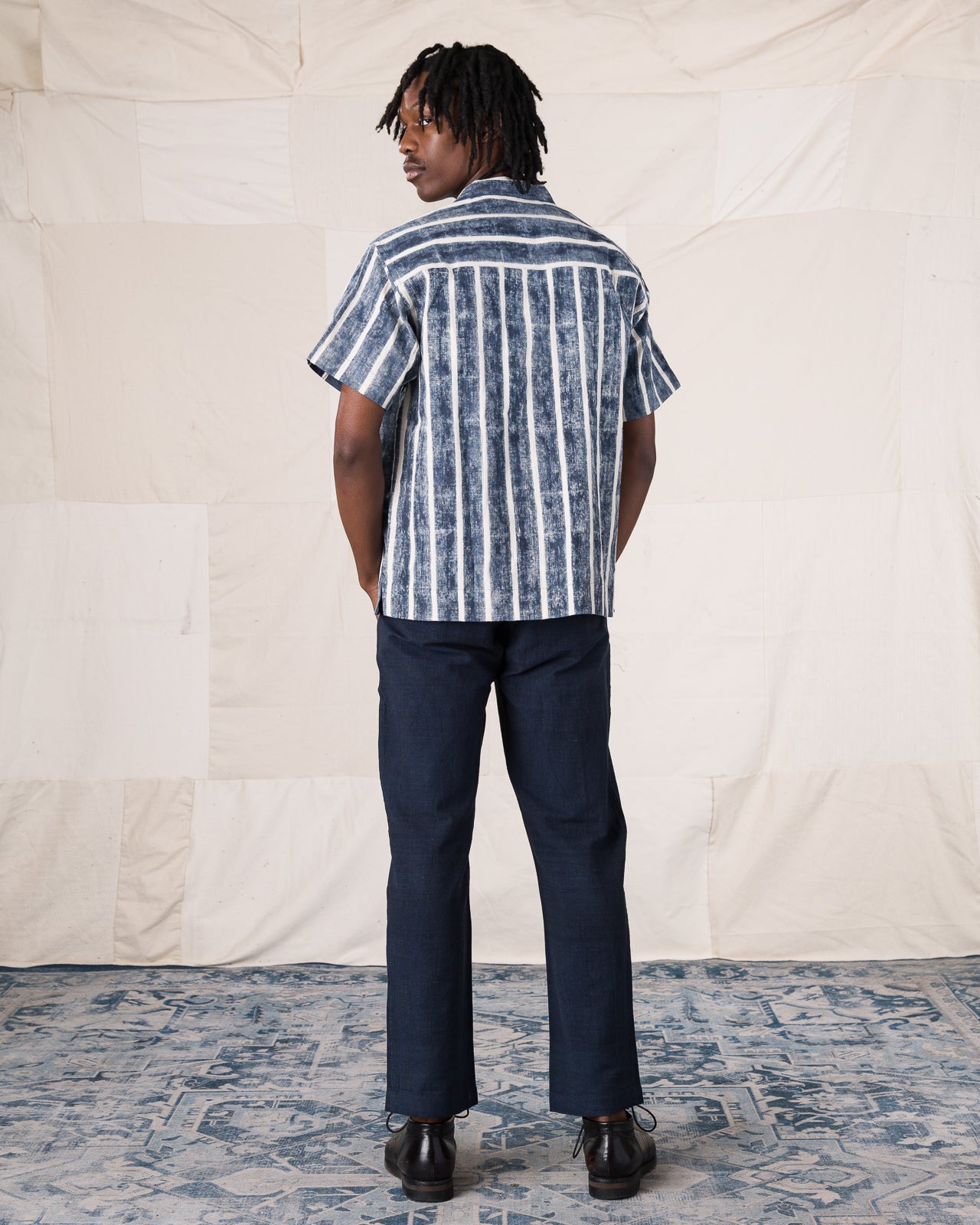 Indi + Ash Lake Camp Shirt Jac - Reversible Indigo Bold Stripe - Standard & Strange