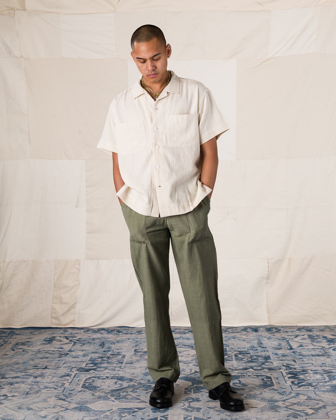 Indi + Ash Obelisk Pant - OD Green Handwoven Canvas - Standard & Strange
