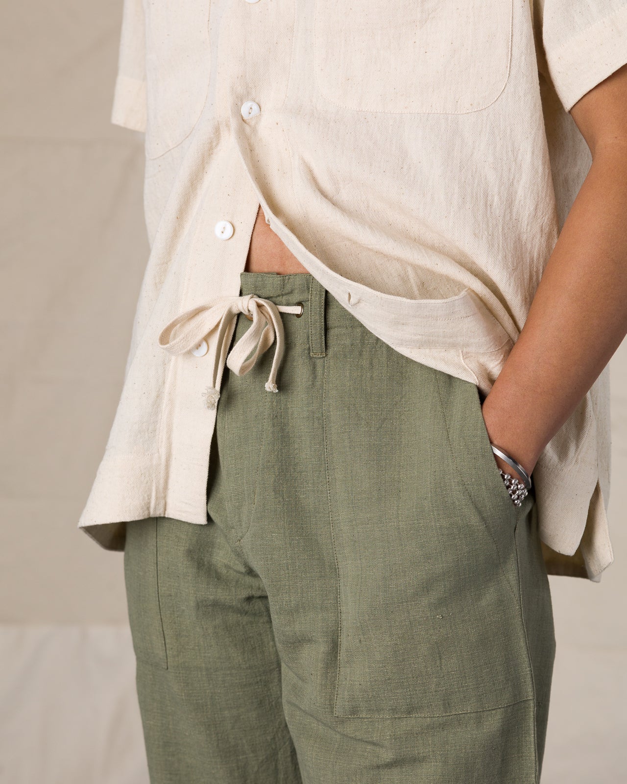 Indi + Ash Obelisk Pant - OD Green Handwoven Canvas - Standard & Strange