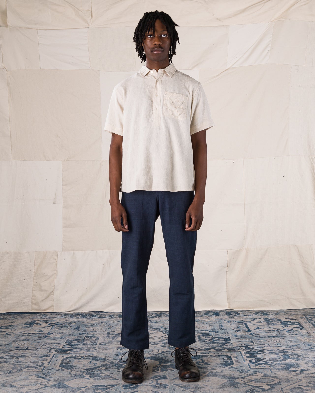 Indi + Ash SS Cedar Shirt - Handwoven Kala Cotton Natural - Standard & Strange