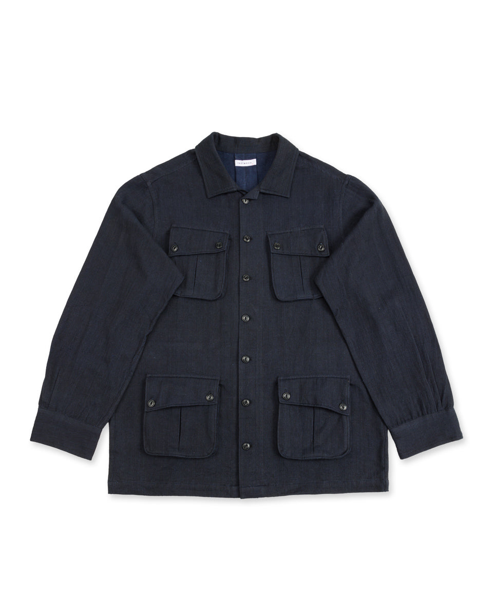 Indi + Ash 4-Pocket Dani Jacket - Handwoven Iron/Indigo Military HBT - Standard & Strange