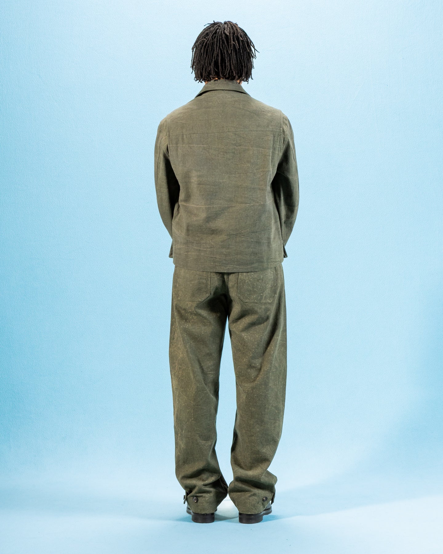 Cropped Utility Jacket - Forest Green Crackle Enzyme Canvas