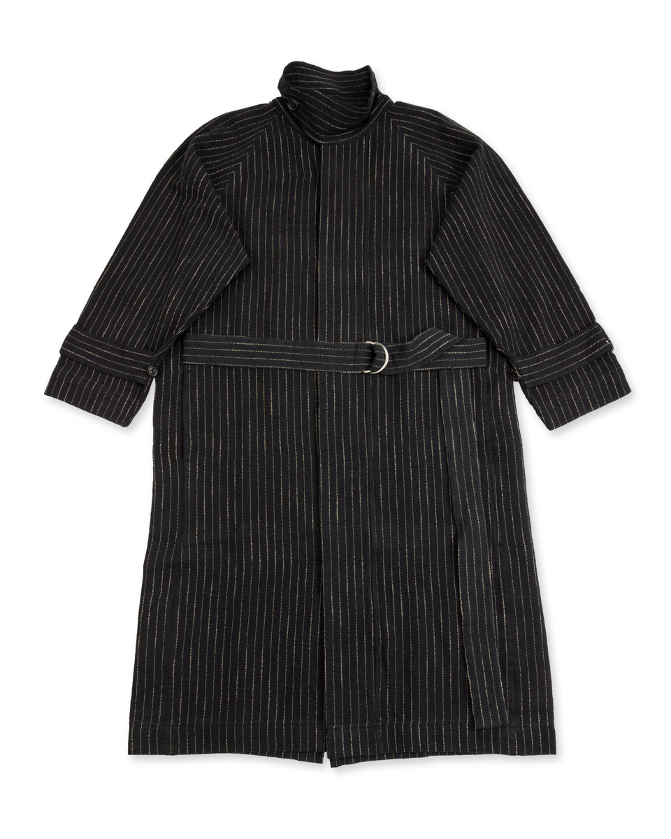 Indi + Ash Johnny Coat - Handwoven Iron/Acacia Canvas Ticking Stripe - Standard & Strange