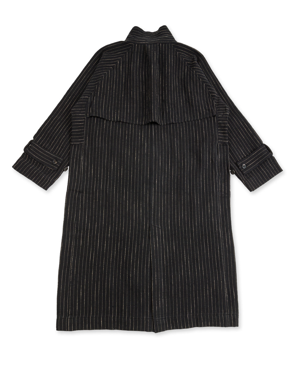 Indi + Ash Johnny Coat - Handwoven Iron/Acacia Canvas Ticking Stripe - Standard & Strange