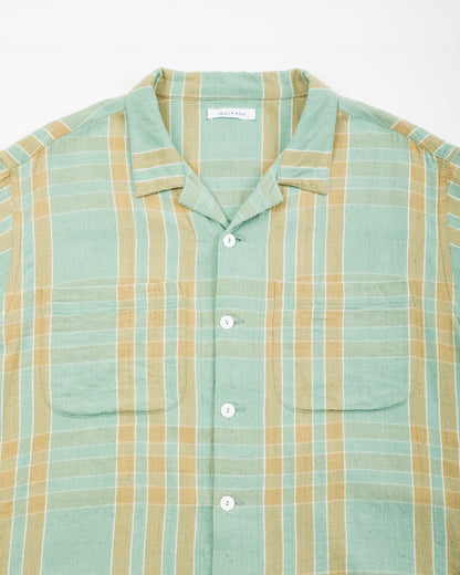 Indi + Ash Lake Camp Shirt - Handwoven Kala Cotton Sea Foam Plaid - Standard & Strange