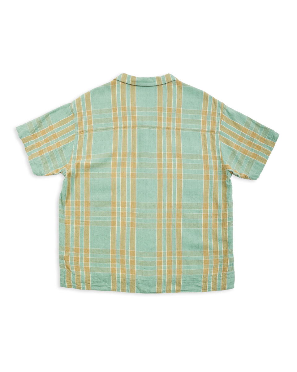 Indi + Ash Lake Camp Shirt - Handwoven Kala Cotton Sea Foam Plaid - Standard & Strange