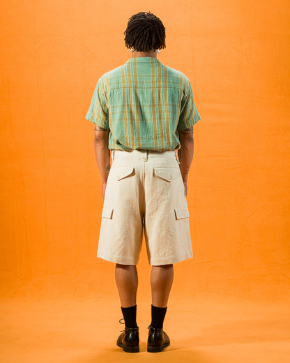 Indi + Ash Lake Camp Shirt - Handwoven Kala Cotton Sea Foam Plaid - Standard & Strange