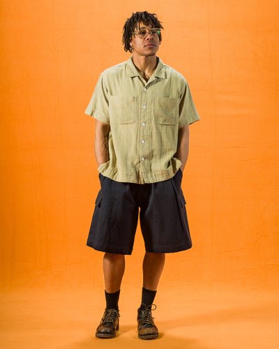 Indi + Ash Lake Camp Shirt - Handwoven Kala Cotton Soft Olive - Standard & Strange