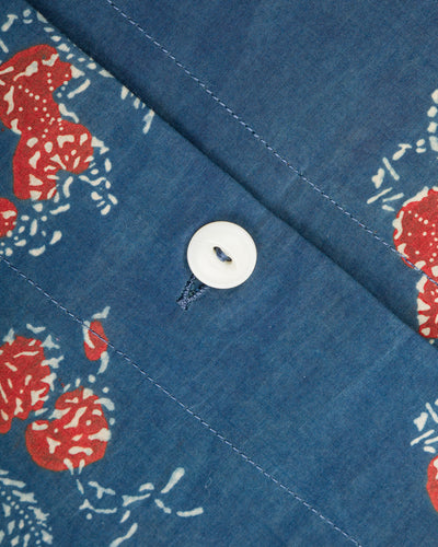 Indi + Ash Lake Camp Shirt - Silk/Cotton Indigo/Madder Roving Koi Print - Standard & Strange