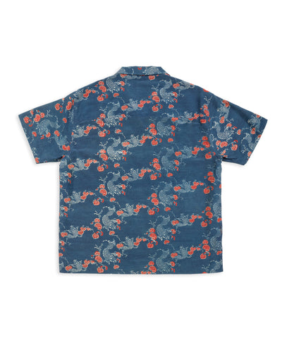 Indi + Ash Lake Camp Shirt - Silk/Cotton Indigo/Madder Roving Koi Print - Standard & Strange