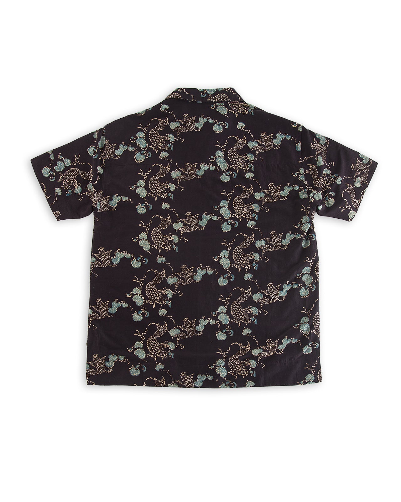 Indi + Ash Lake Camp Shirt - Silk/Cotton Iron Black Roving Koi Print - Standard & Strange