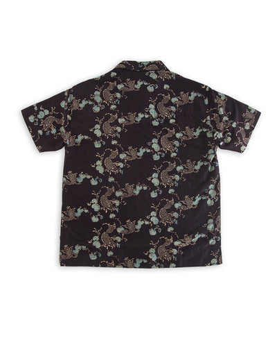 Indi + Ash Lake Camp Shirt - Silk/Cotton Iron Black Roving Koi Print - Standard & Strange