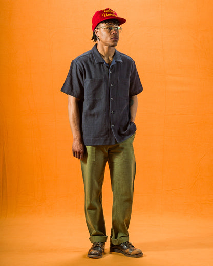 Indi + Ash Lake Camp Shirt Jac - Reversible Handwoven HBT Iron/Indigo - Standard & Strange