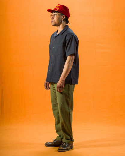 Indi + Ash Lake Camp Shirt Jac - Reversible Handwoven HBT Iron/Indigo - Standard & Strange