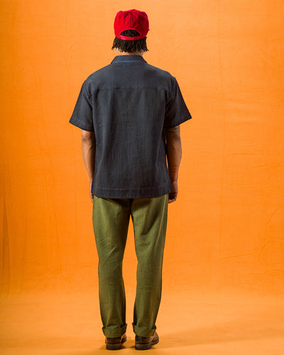 Indi + Ash Lake Camp Shirt Jac - Reversible Handwoven HBT Iron/Indigo - Standard & Strange