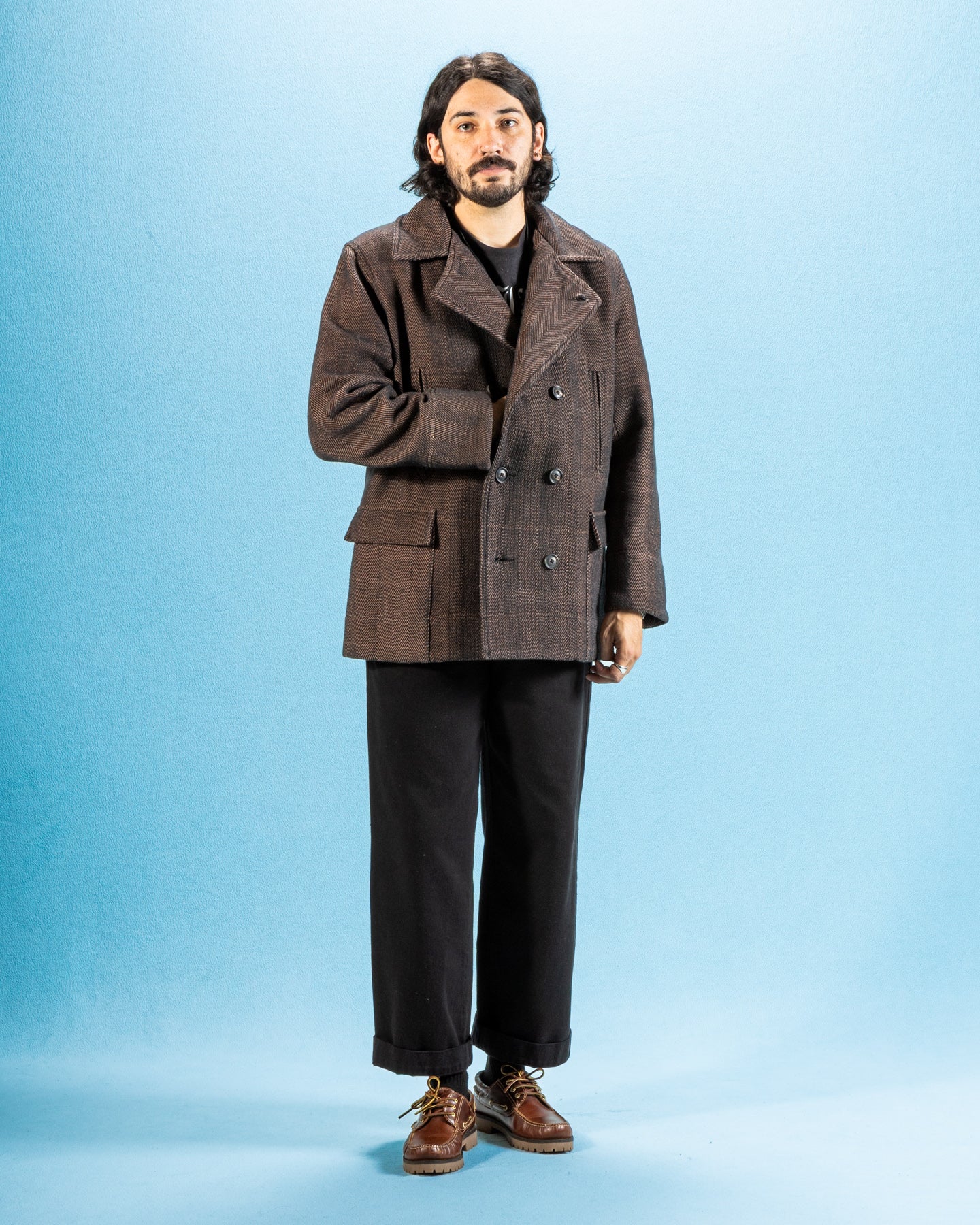 Indi + Ash Loft Peacoat - Handwoven Iron/Cutch Brick HB - Standard & Strange