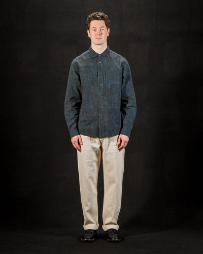 Indi + Ash Matty L/S Shirt - Indigo/Iron Cotton Block Print Stripe - Standard & Strange