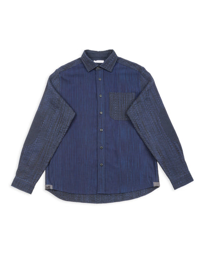 Indi + Ash Matty Overshirt - Patchwork Iron/Indigo Spacedye - Standard & Strange