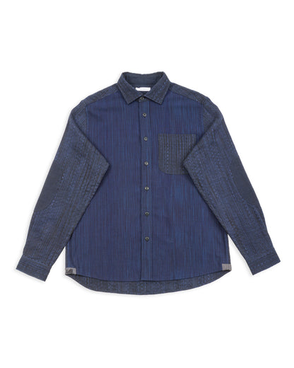 Indi + Ash Matty Overshirt - Patchwork Iron/Indigo Spacedye - Standard & Strange