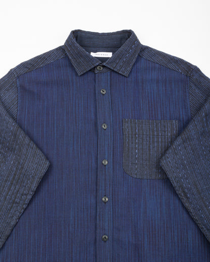 Indi + Ash Matty Overshirt - Patchwork Iron/Indigo Spacedye - Standard & Strange