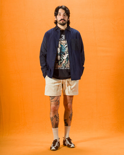 Indi + Ash Matty Overshirt - Patchwork Iron/Indigo Spacedye - Standard & Strange