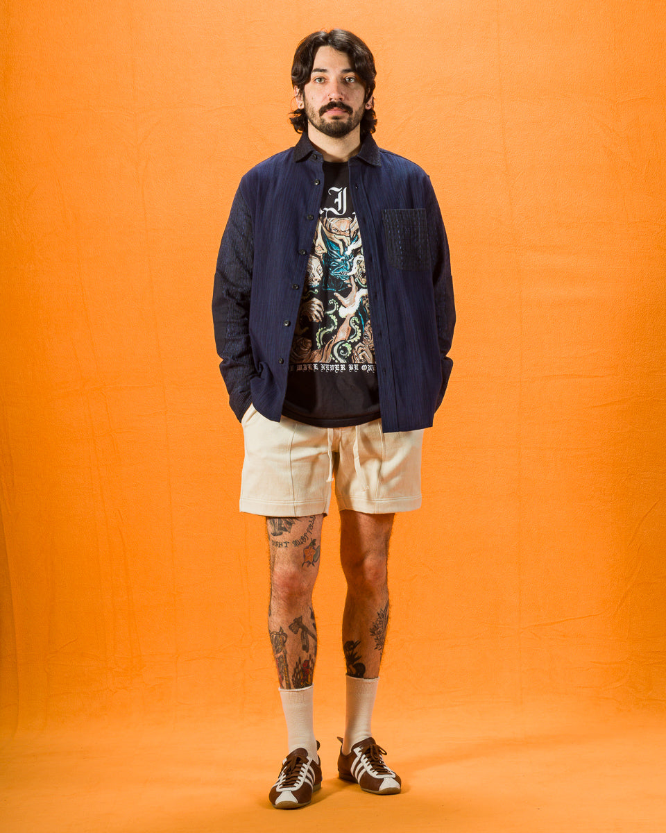 Indi + Ash Matty Overshirt - Patchwork Iron/Indigo Spacedye - Standard & Strange