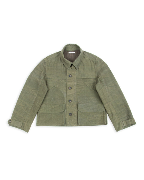 Cropped Utility Jacket - Forest Green Crackle Enzyme Canvas