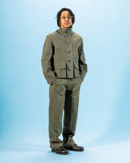 Indi + Ash Raka Pant - Forest Green Crackle Enzyme Canvas - Standard & Strange