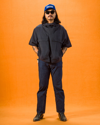Indi + Ash Short Sleeve Hooded Smock - Iron/Indigo - Standard & Strange