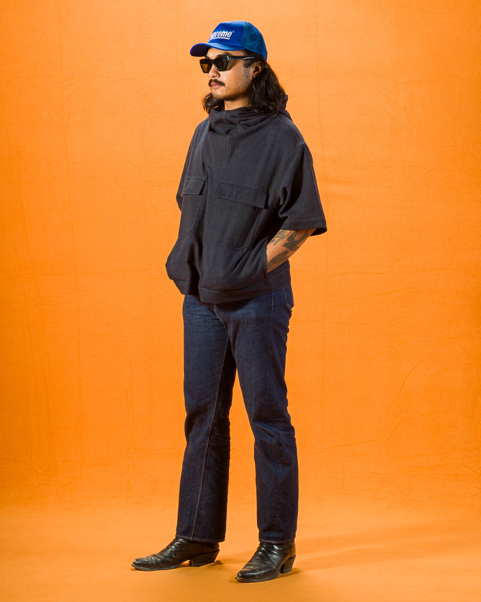 Short Sleeve Hooded Smock - Iron/Indigo – Standard & Strange