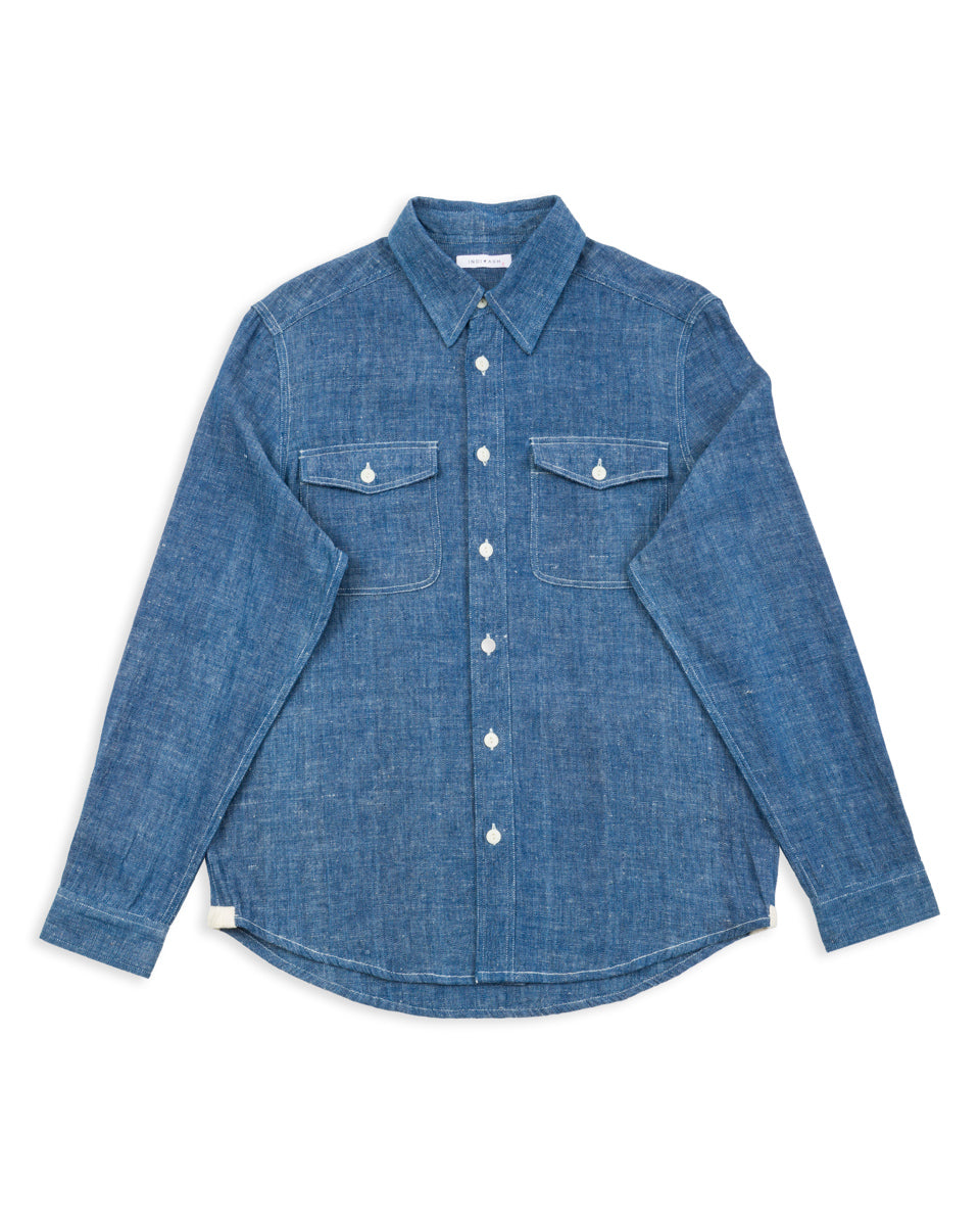 Indi + Ash Smith L/S Workshirt - Handwoven Kala Cotton Chambray Indigo/Natural - Standard & Strange