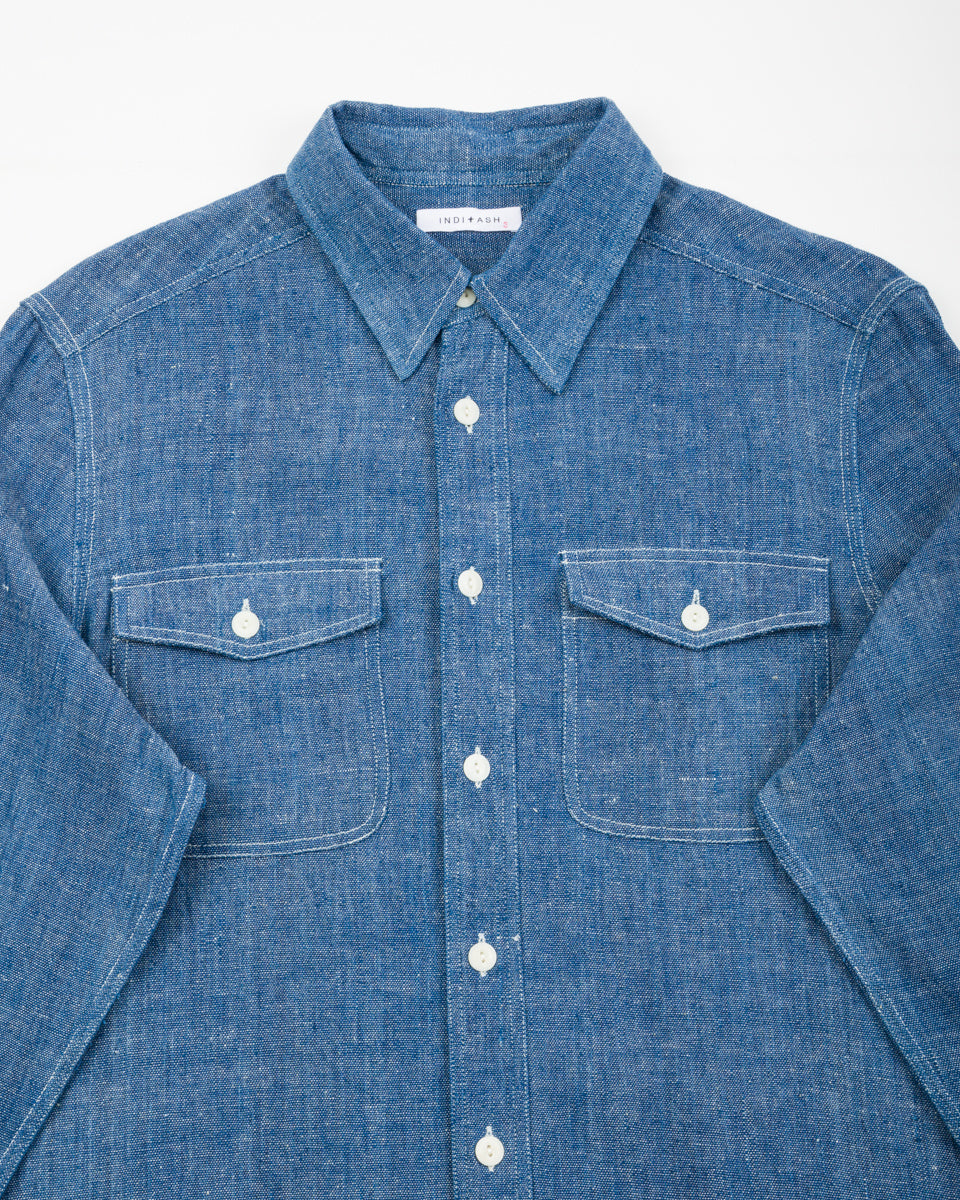 Indi + Ash Smith L/S Workshirt - Handwoven Kala Cotton Chambray Indigo/Natural - Standard & Strange