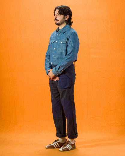 Indi + Ash Smith L/S Workshirt - Handwoven Kala Cotton Chambray Indigo/Natural - Standard & Strange