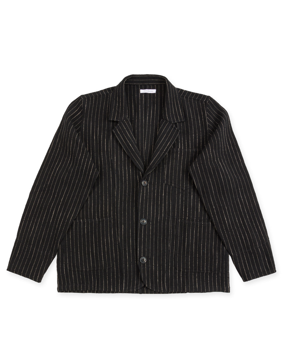 Indi + Ash Study Jacket - Handwoven Iron/Acacia Canvas Ticking Stripe - Standard & Strange