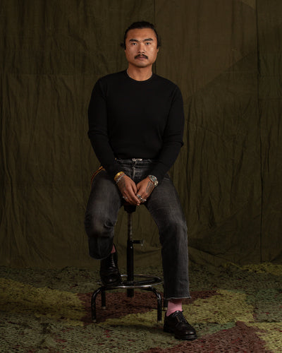 Indigofera Clyde LS Cotton Rib Tee - Black - Standard & Strange