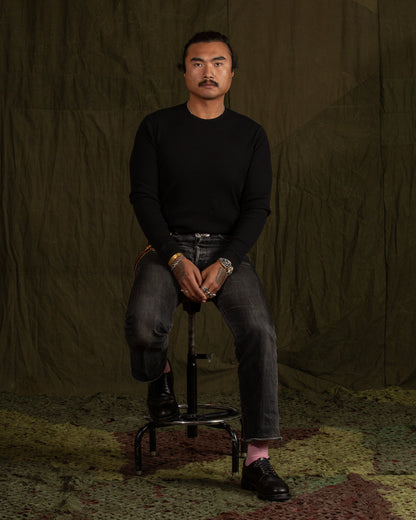 Indigofera Clyde LS Cotton Rib Tee - Black - Standard & Strange