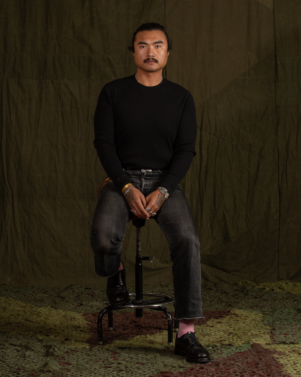 Indigofera Clyde LS Cotton Rib Tee - Black - Standard & Strange