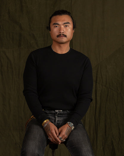 Indigofera Clyde LS Cotton Rib Tee - Black - Standard & Strange