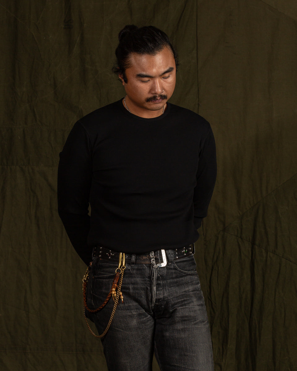 Indigofera Clyde LS Cotton Rib Tee - Black - Standard & Strange