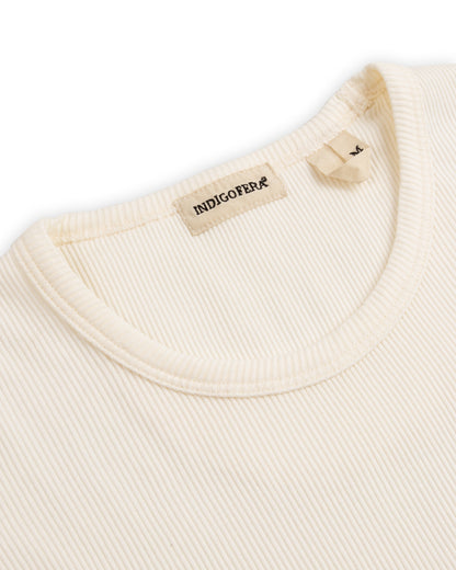 Indigofera Clyde LS Cotton Rib Tee - Cockatoo White - Standard & Strange