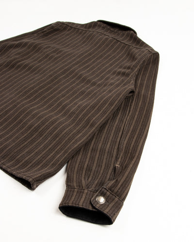 Indigofera Conway Jacket -  1930s Charcoal Cotton Stripe - Standard & Strange