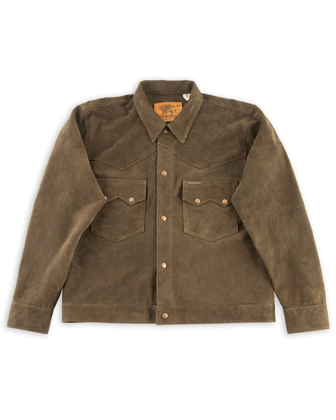 Indigofera Cooper Shirt - Dark Olive Goatskin Suede - Standard & Strange